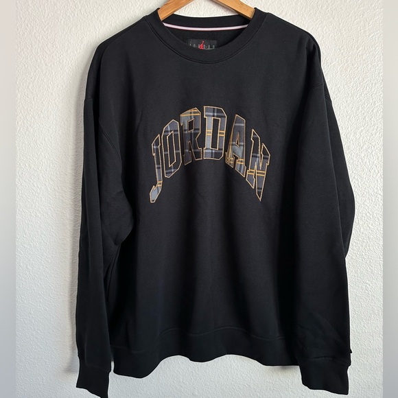 Air Jordan Essential 85 Crest Plaid Fleece Sweatshirt DV1574-011 Men’s Size 2XL - Picture 1 of 5